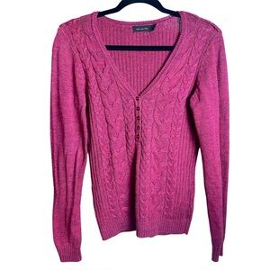 The Limited Cable Knit V Neck Button Sweater-Large